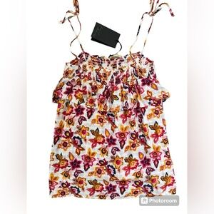 Jane and Delancey Women’s Ruffle Floral Tie Tank Top | Medium NWT